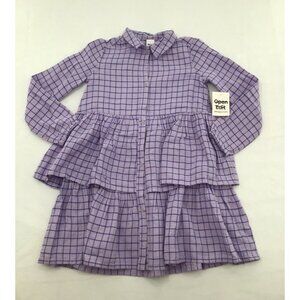 Open Edit Girls Size 7 Tiered Dress Purple Window Pane